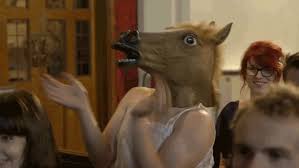 Funny Or Die Funny Gif Funny Pictures Horse Head Mask