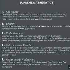 Supreme Mathematics Pt 1 Knowledge And Wisdom Mathematics Knowledge