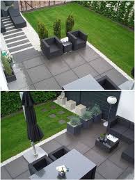 Rock can be plain or with improvements. White Stone Border Around Pergola Smaller Sections Of Grass So Easier To Maintain Backyard Modern Garden Modern Landscaping