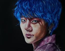 He often appears in content and has even had a photoshoot with dispatch magazine before. Kim Taehyung In Blue Painting By Sofija Gvozdeva