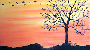 At the center of the curve, draw a half circle. Drawing Of Scenery Of Sunset Max Installer