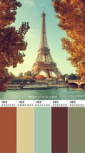 Seine In Paris With Eiffel Tower In Autumn Time Color Palette 357 Color Palette Bright Decor Color Palette Color Palette