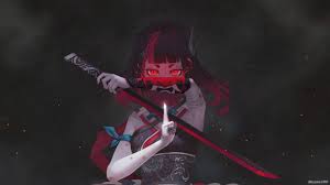 Samurai Girl And Oni Mask On Hand Anime Live Wallpaper Desktophut Com