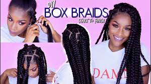 Box braids can be done with natural hair or with extended hair for extra length, thickness, and fullness, she says. How To Box Braids Rubber Band Method Won T Pull Your Hair Out Youtube