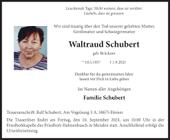 Traueranzeigen von Waltraud Schubert