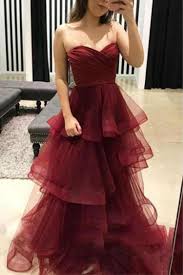 Unique Sweetheart Burgundy Ruffles Organza Layered Skirt Prom Dresses Uk Pw439 Backless Prom Dresses Backless Evening Dress Burgundy Prom Dress