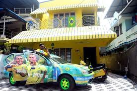 The house was located near vila belmiro. World Cup Frenzy Kerala Man Paints His House Vehicles In Brazil Colours The News Minute