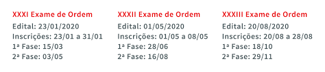 O exame da ordem dos advogados do brasil aplicado pela fundação getulio vargas (fgv oab 2021) é realizado de forma anual (três vezes ao ano), e avalia a capacitação profissional de estudantes formados em direito, para avaliar se os graduados estão aptos a exercerem a advocacia no país. Calendario Extraoficial Oab 2020 Oab De Bolso