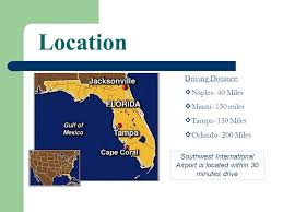 You need 2 hour to reach disney world, florida from naples, florida , if you are travelling by car. Cape Coral Florida Yellowtail Properties Llc Location Driving Distance Naples 40 Miles Miami 150 Miles Tampa 130 Miles Orlando 200 Miles Ppt Download