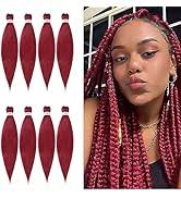 Amazon.com : Pre stretched Braiding Hair Burgundy Red Braiding Hair Pre  stretched 8 Packs Soft Easy Braids Yaki Texture Hot Water Setting Synthetic  Hair Extensions for Braiding (26inch 900#) : Beauty & Personal Care
