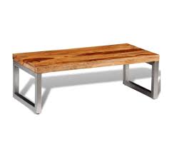 Steel and wood coffee table. Vidaxl Solid Sheesham Wood Coffee Table With Steel Leg Vidaxl Com