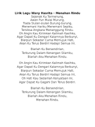 Wany hasrita merupakan penyanyi yang berasal dari malaysia. Lirik Lagu Wany Hasrita Menahan Rindu
