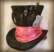 Full Size Tim Burton Mad Hatter Hat Top Hat Steampunk Alice In Wonderland Mad Hatter Hats Mad Hatter Costumes Alice In Wonderland Hat