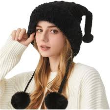 Winter Beanie Hat for Women Warm Fleece Lined Pom Knit Earflap Hats Cute