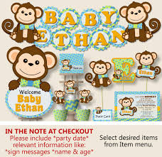 A number of colour options appropriate for the theme of the monkey is brown and green. 35 Monkey Baby Shower Decorations Types