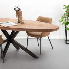 eleonora ovale eettafel mango industrieel 240 x 100cm ovale eettafels eettafel ovalen tafel