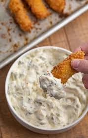 Dip each fish piece into flour first, then egg, then breadcrumbs. Crispy Baked Fish Sticks Easy Tartar Sauce Dinner Then Dessert