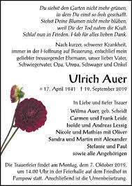 Traueranzeigen von Ulrich Auer