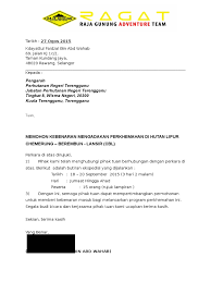 Alamat jabatan perhutanan negeri perak persiaran meru utama bandar meru raya 30020 ipoh, perak. Surat Memohon Kebenaran Masuk