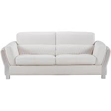 The sofa has comfortable, thick cushions and wooden legs on the bottom, providing a classy finish. Faux Leather Upholstered Wooden Sofa With Attached Lumbar Cushion White And Silver On Sale Overstock 28338021
