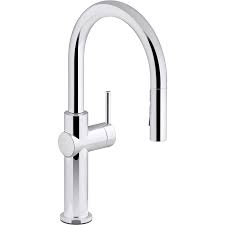 Designed with ambitious home chefs in mind, this faucet by kohler® delivers elegant styling and professional performance to your kitchen. Kohler Crue Polished Chrome 1 Handle Deck Mount Pull Down Handle Kitchen Faucet Deck Plate Included In The Kitchen Faucets Department At Lowes Com