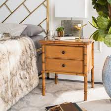 Safavieh nightstands & bedside tables : Safavieh Mina Modern Coastal2 Drawer Brown Bamboo Nightstand