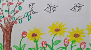 How to draw rainy season easy scenary drawing for kids easily. How To Draw Spring Season Drawing Of Spring Season For Kids Youtube