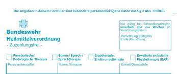 Der begriff „krankengymnastik wurde in deutschland im jahre 1994 durch den begriff physiotherapie im rahmen einer novellierung der berufsgesetze bundesweit abgelöst. Bundeswehr Heilmittelverordnung Infos Fur Leistungserbringer Azh