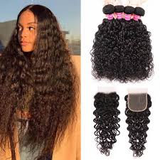 Unice Hair Icenu Series Brazilian Virgin Hair 4 Bundles Natural Loose Water Wave Hair Weft With Closure 4 4