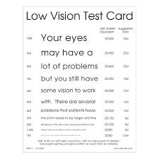 low vision test card acuity charts bernell corporation