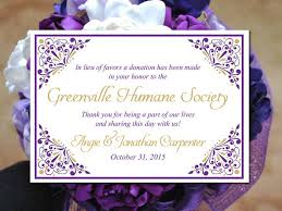 Wedding Favor Donation Card Template Grape Gold Wedding Charity Favor Donation Card Quot Madison Q Donation Wedding Favors Diy Wedding Favors Wedding Favors