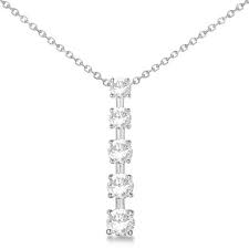 Diamond Journey Pendant With 5 Round Diamonds 14k White Gold 2 00ct Journey Pendant White Gold Necklaces Journey Necklace