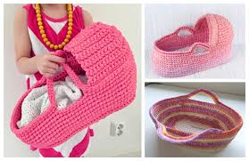 Crochet Cradle Basket Baby Carrier Free Crochet Pattern Video