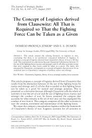 In the military we are always looking for. Pdf The Concept Of Logistics Derived From Clausewitz All That Is Required So That The Fighting Force Can Be Taken As A Given