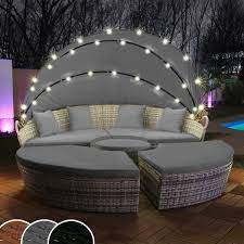 polyrattan sonneninsel mit led beleuchtung dank solarmodul kein stromanschluss notig aufteilbar in sonn outdoor living design outdoor rooms outdoor daybed
