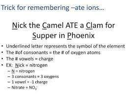 Nick the camel ate an icky clam booger for supper in phoenix. Nick His Polyatomic Ions Ppt Video Online Download