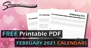 2021 calendar with holidays, notes space, week numbers 2021 or moon phases in word, pdf, jpg, png. 3 Free Printable February Calendar Pdf 2021 Strength Essence