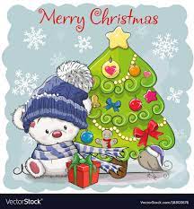 Cute Cartoon Teddy Bear In A Hat Royalty Free Vector Image Christmas Cards Handmade Kids Cartoon Christmas Tree Christmas Cards Handmade