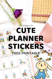 Adhere them to party hats, party cups, etc to decorate your birthday party table. Cute Planner Stickers With Rabbits Free Printable Cute Freebies For You