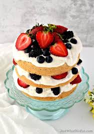 The texture is light and fluffy with a nice vanilla flavor. Berries And Cream Vanilla Cake Gluten Free Vegan Refined Sugar Free Just What We Eat