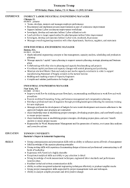 Industrial Engineering Manager Resume Samples Velvet Jobs