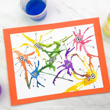 Make This Cute Germ Blow Painting Art With Straws Video Video Easy Kids Art Projects Blow Painting Art Easy Art For Kids