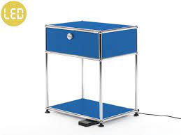 usm haller bedside table with dimmable light gentian blue ral 5010 by fritz haller paul scharer designer furniture by smow com