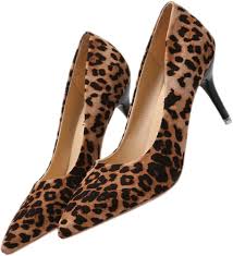 Levemolo 1 Çift Leopar Desenli Yüksek Topuklu Kadın Pompaları Tek Ayakkabı  Yüksek Topuklu Ayakkabılar Sivri Burunlu Kadın Pompaları : Amazon.com.tr:  Moda