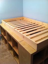 Single bed which easily turns into a double, with loads of storage underneath. Expedit Storage Bed Ikea Hackers