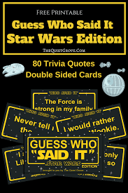 Ship attacked by the sith fleet in 4000 bby. Free Printable Guess Who Said It Star Wars Edition Trivia Game The Quiet Grove