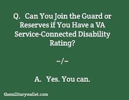 can you join guard reserves with a va disability rating