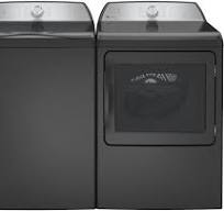 GE GEWADREDG605 Side-by-Side Top Load Washer and Electric Dryer Set in Diamond Grey
