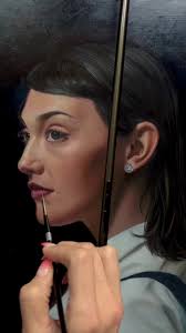 So hard to film and photograph a dark background! Always gets a glare. I’ll  get a photo with my good camera when I finish painting them. 🥰 “Natassja  (they/them)” 22x22” oil