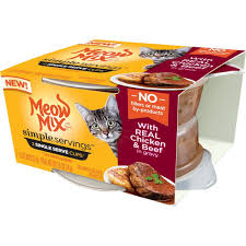 Meow Mix Simple Single Serving Chicken And Beef Flavoured Wet Cat Food 2 6oz 2pk In 2020 Food Wet Cat Food Food Texture